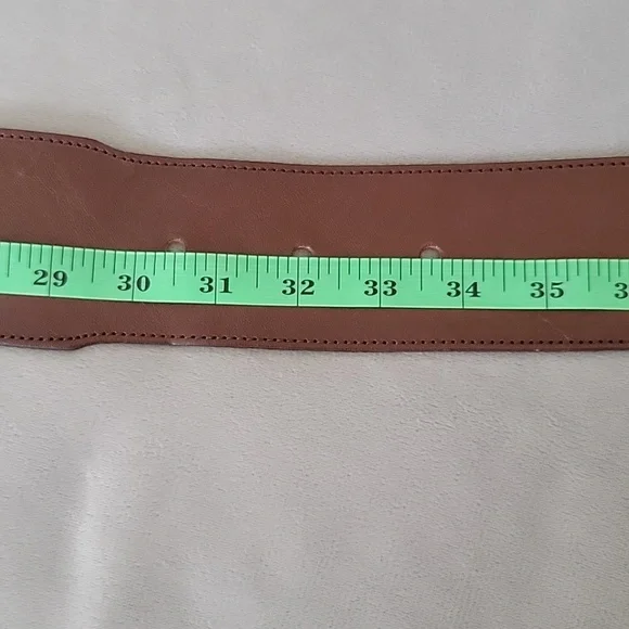 ZARA Cow Leather Wide Brown Belt, Cold Tone, Length 30.5  display picture 1